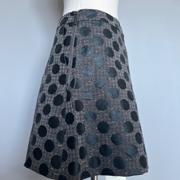 Armani Exchange Tweed A-line Coated Wool Blend Polka dot Pleated Gray Skirt - Picture 5 of 13